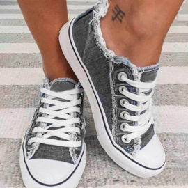 Women Casual Canvas Comfy Lace Up Flat Shoes