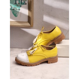 Women Tassel Decor Slip Resistant Casual Ladies Creepers Brogue Shoes