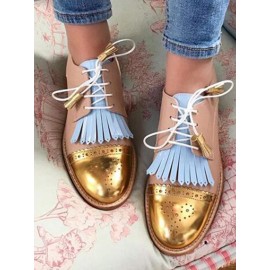 Women Tassel Decor Slip Resistant Casual Ladies Creepers Brogue Shoes