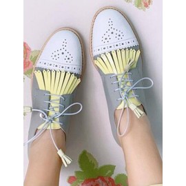 Women Tassel Decor Slip Resistant Casual Ladies Creepers Brogue Shoes