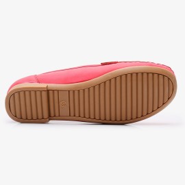 Women Metal Detail Flat Leather Comfy Breathable Casual Loafers
