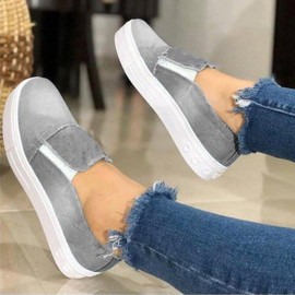 Women Large Size Canvas Non Slip Comfy Slip On Casual Flats
