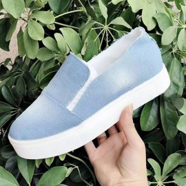 Women Large Size Canvas Non Slip Comfy Slip On Casual Flats