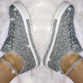 Women Soild Color Sequined Wearable Fashion Casual Shoes
