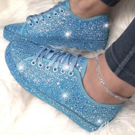 Women Soild Color Sequined Wearable Fashion Casual Shoes