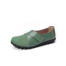 LOSTISY Splicing Leather Hook Loop Soft Sole Casual Flat Loafers