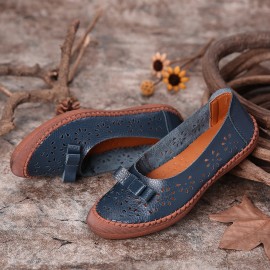 Large Size Cow Split Leather Non Slip Soft Sole Women\'s Casual Loafers