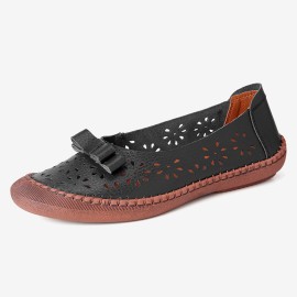 Large Size Cow Split Leather Non Slip Soft Sole Women\'s Casual Loafers