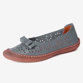 Large Size Cow Split Leather Non Slip Soft Sole Women\'s Casual Loafers