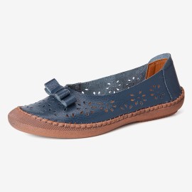 Large Size Cow Split Leather Non Slip Soft Sole Women\'s Casual Loafers