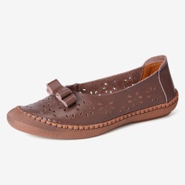 Large Size Cow Split Leather Non Slip Soft Sole Women\'s Casual Loafers