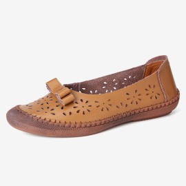 Large Size Cow Split Leather Non Slip Soft Sole Women\'s Casual Loafers