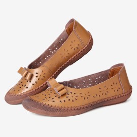 Large Size Cow Split Leather Non Slip Soft Sole Women\'s Casual Loafers