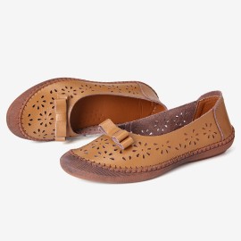 Large Size Cow Split Leather Non Slip Soft Sole Women\'s Casual Loafers