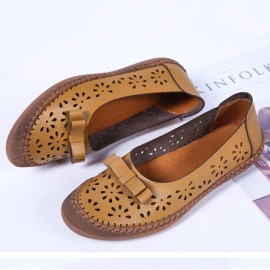 Large Size Cow Split Leather Non Slip Soft Sole Women\'s Casual Loafers