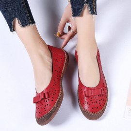 Large Size Cow Split Leather Non Slip Soft Sole Women\'s Casual Loafers