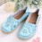 LOSTISY Big Size Leather Hollow Out Floral Breathable Soft Comfy Lace Up Flat Shoes