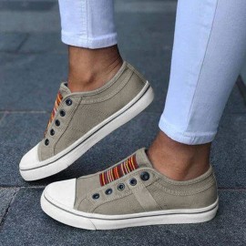 LOSTISY Women Large Size Canvas Elastic Wearable Casual Flats