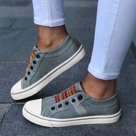 LOSTISY Women Large Size Canvas Elastic Wearable Casual Flats