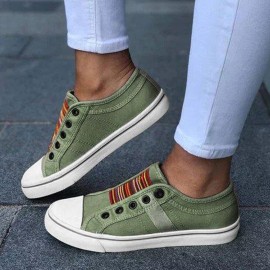 LOSTISY Women Large Size Canvas Elastic Wearable Casual Flats