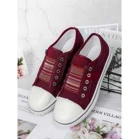LOSTISY Women Large Size Canvas Elastic Wearable Casual Flats