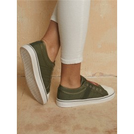 LOSTISY Women Large Size Canvas Elastic Wearable Casual Flats