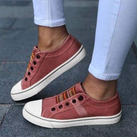 LOSTISY Women Large Size Canvas Elastic Wearable Casual Flats