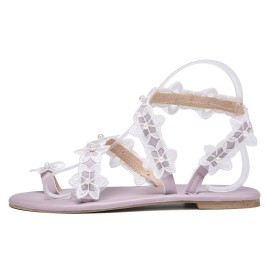 Women Sweet Lace Flowers Decor Comfy Clip Toe Beach Sandals