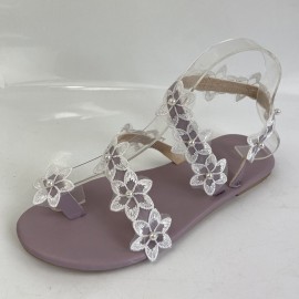 Women Sweet Lace Flowers Decor Comfy Clip Toe Beach Sandals
