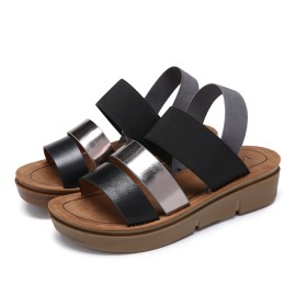 LOSTISY Women Casual Triple Strap Slingback Platform Sandals
