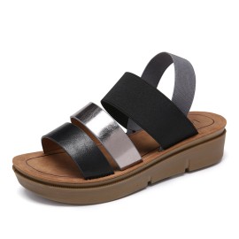 LOSTISY Women Casual Triple Strap Slingback Platform Sandals