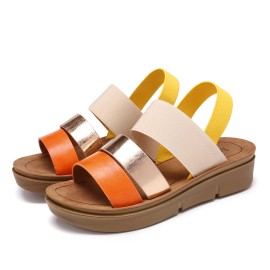LOSTISY Women Casual Triple Strap Slingback Platform Sandals