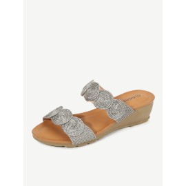 Women Bohemia Summer Cool Comfy Soft Backless Wedge Heel Sandals