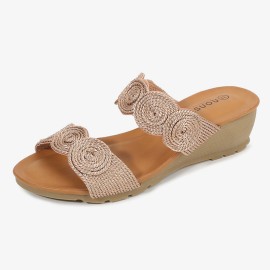 Women Bohemia Summer Cool Comfy Soft Backless Wedge Heel Sandals
