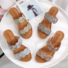 Women Bohemia Summer Cool Comfy Soft Backless Wedge Heel Sandals