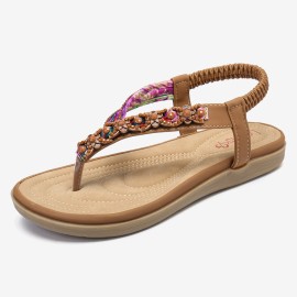 LOSTISY Knitting Slip On Comfy Clip Toe Beach Flat Sandals