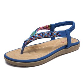 LOSTISY Knitting Slip On Comfy Clip Toe Beach Flat Sandals