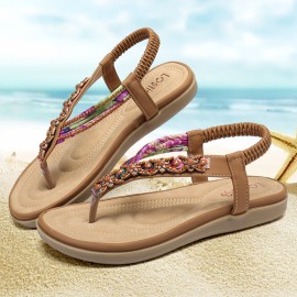 LOSTISY Knitting Slip On Comfy Clip Toe Beach Flat Sandals