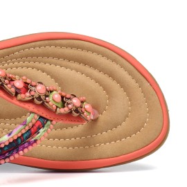 LOSTISY Knitting Slip On Comfy Clip Toe Beach Flat Sandals