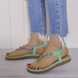 LOSTISY Knitting Slip On Comfy Clip Toe Beach Flat Sandals