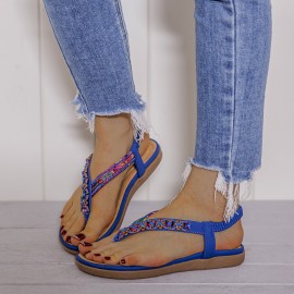 LOSTISY Knitting Slip On Comfy Clip Toe Beach Flat Sandals