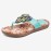 LOSTISY Beaded Flip Flops Flower Printing  Clip Toe Beach Sandals