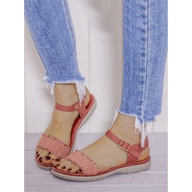 LOSTISY Women Buckle Strap Comfy Casual Slide Sandals