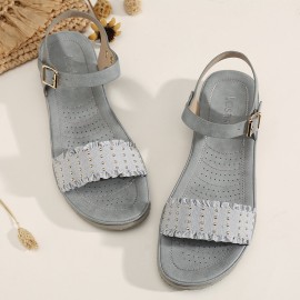 LOSTISY Women Buckle Strap Comfy Casual Slide Sandals