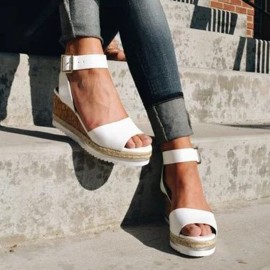 Women Slip Resistant Buckle Strsap Casual Platform Wedges Sandals