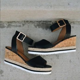Women Slip Resistant Buckle Strsap Casual Platform Wedges Sandals