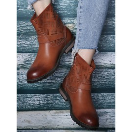 Women Comfy Soft Breathable Hollow Slip On Flat Short Boots