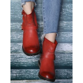 Women Comfy Soft Breathable Hollow Slip On Flat Short Boots