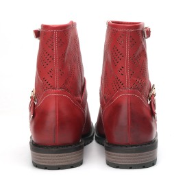 Women Comfy Soft Breathable Hollow Slip On Flat Short Boots