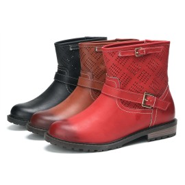 Women Comfy Soft Breathable Hollow Slip On Flat Short Boots